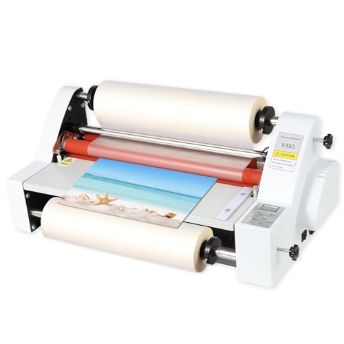 V350 Cold Hot Roll Laminator,350mm Laminating Machine,Single & Double Sided Thermal Laminator for Paper Card PVC Foil,Etc.,Digital Display & Temperature Control for Home Commercial Office School,700W