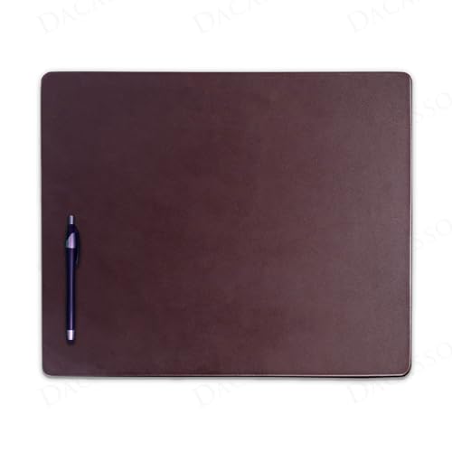 Dacasso Chocolate Brown Leather 17" x 14" Luxury Conference Table Pad - Leather Desk Blotter for Writing - Executive Desk Surface Protector