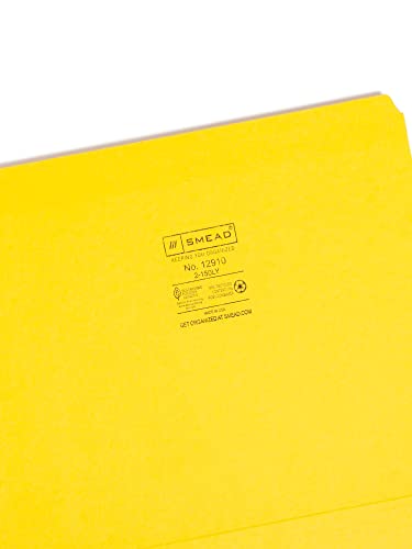 Smead File Folder, Reinforced Straight-Cut Tab, Letter Size, Yellow, 100 per Box (12910)