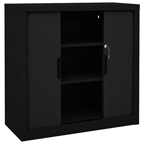 KUPTYERFG Metal Sliding Door Cabinet Lockable Steel Sideboard Credenza