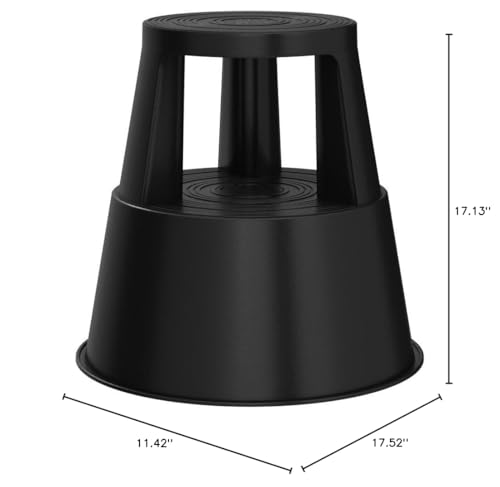 Wedo Step Rolling Stool Made of Plastic, Shatterproof, Rolling Step Stool, TÜV-Approved, Made in Germany, Height 43 cm, Load Capacity 150 kg, Black