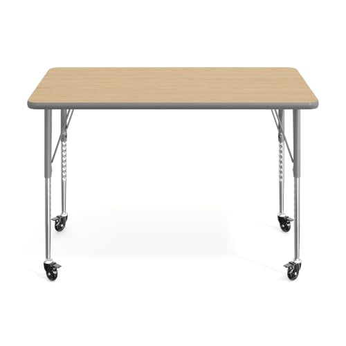 Flash Furniture 48" x 24" Adjustable Activity Table, Light NAT, Casters