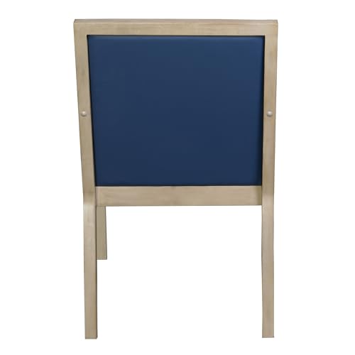 Romig Regent WallGuard Guest & Reception Waiting Room Wood Side Chair - Noble Oak/Navy Blue Vinyl