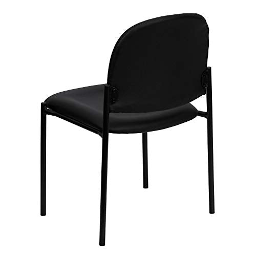 Flash Furniture Tania Comfort Vinyl Upholstered Stackable Side Reception Chair with Padded Seat, Modern Stackable Chair for Living Room/Office, Black