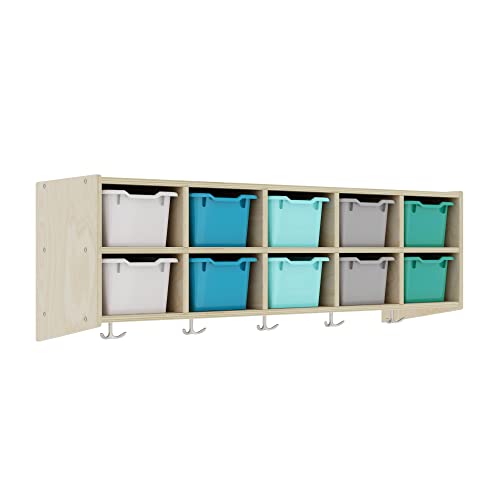 ECR4Kids Streamline 10-Section Hanging Coat Locker and 10 Scoop Front Bins, Cubby Storage, Contemporary