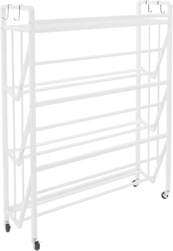 XWWMTBD 4-Tier Rolling Book Cart, Large Capacity Mobile Storage Rack for Books with Brakes Modern Organizer for Home Office Classroom Library