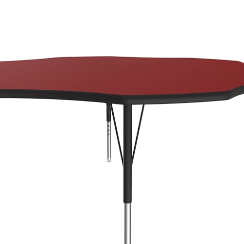 Correll 60" Flower HPL Classroom Adjustable Activity Table, Red/Black