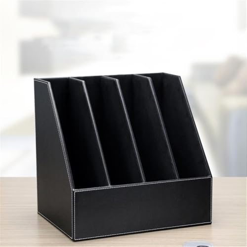 File Rack Leather Vertical File Folder Holder or Office Product Organizer Store Files Magazines, Notepads Letter Trays(Brown)