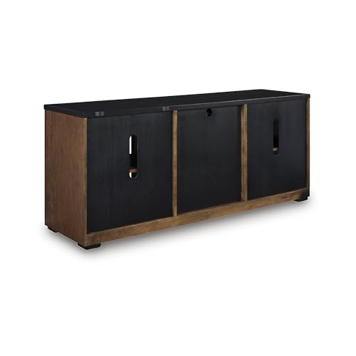 Signature Design by Ashley Kallari Casual Credenza with Anti-Tipping and Adjustable Shelf, Dark Brown & Black
