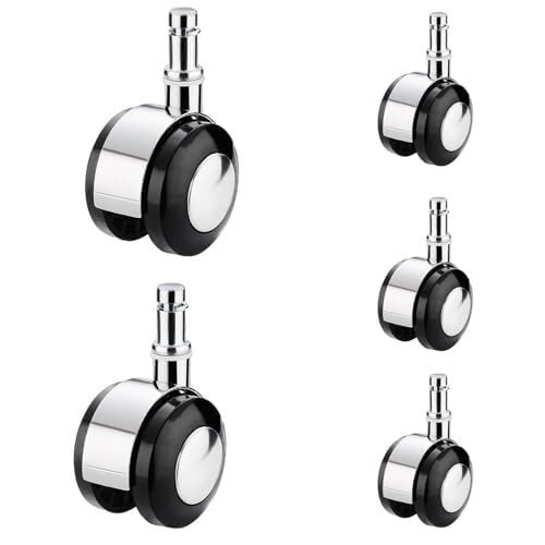 Heavy Duty Lockable Office Chair Casters - Quiet Replacement Wheels with Threaded Stem for Smooth Mobility & Durability in Furniture and Rolling Chairs(2in Circlip Type (5 pcs))