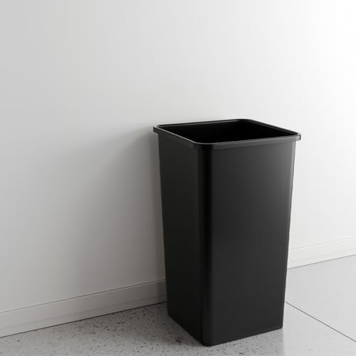SunSierra 50-Gallon Square Trash Can - Large Commercial Waste Bin, Heavy-Duty Plastic Garbage Container for Indoor or Outdoor Use, Black