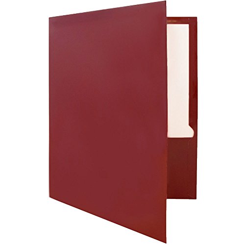 JAM PAPER Laminated Two Pocket Glossy School Folders - Letter Size - High Gloss Maroon Red - Bulk 100/Box