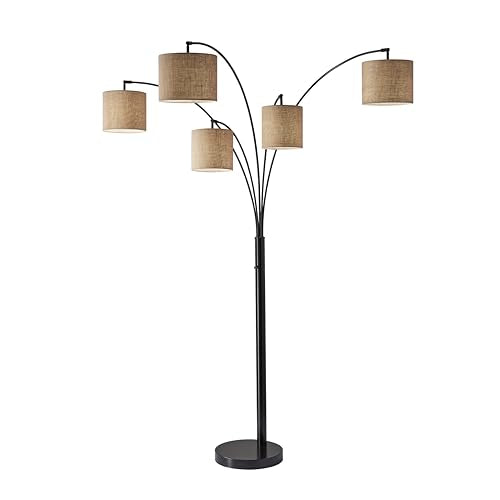 Adesso 4239-26 Trinity 5-Arm Arc Lamp, 82 in., 5 x 60W Incandescent/13W CFL, Antique Bronze Finish, 1 Floor Lamp