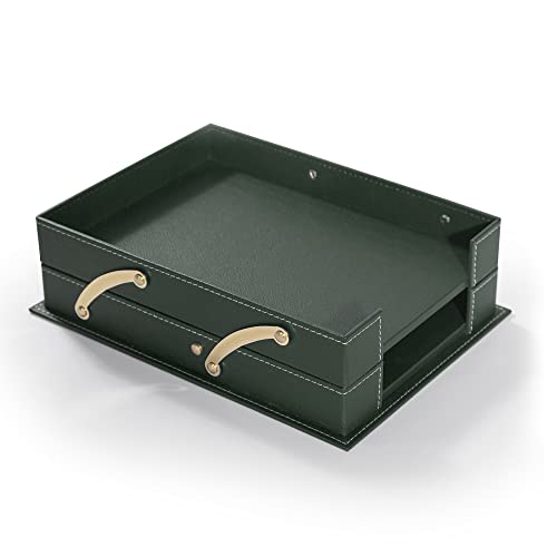 MOOGCO 12-Piece Leather Desk Set — Desk Pad 23.2" x 15.4", Double Document Tray, Pen Holder — Desk Organizer Set for Home Office & Executive Desk Accessories