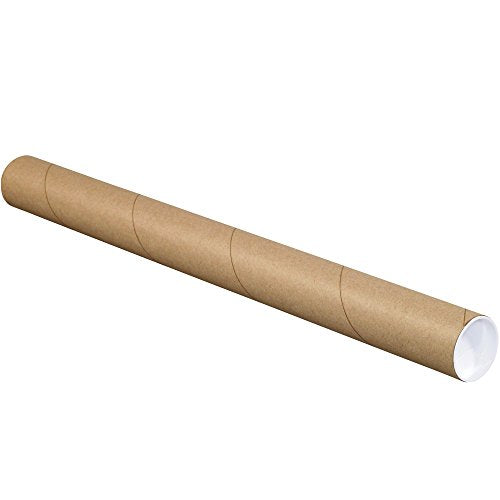 BOX USA BP2530K Mailing Tubes with Caps, 2-1/2" x 30", Kraft (Pack of 34)