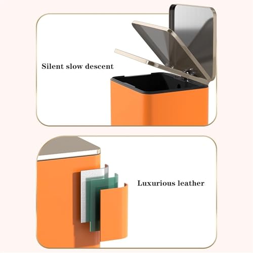 Garbage Bin Soft Close Pedal Wastebasket Bin with Removable Inner Bucket(Orange,12L)