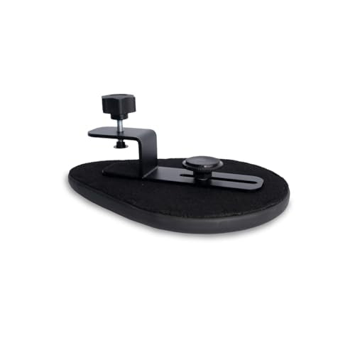 R-Go Arm Rest Split for Desk, Distance Adjustable, Ergonomic Desk Extender Tray in 2 Parts, Elbow & Wrist Support, Soft Sponge Built-in, Easy Typing Pain Relief, Punch-Free Clamp on, Black (2pcs)
