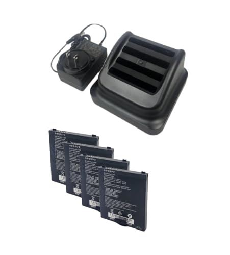 Chainway CRD-C66-MBC 4-Slot Battery Charger Kit | with (4) Spare Batteries Model: J295, Part Number: BTRY-C66-43MA | for C66 Android Handheld Barcode Scanners