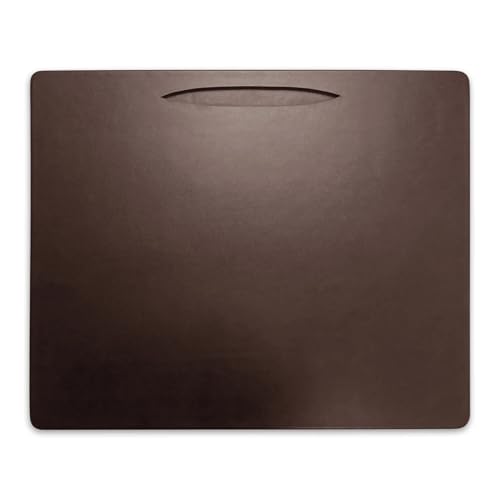 DACASSO Chocolate Brown Leather Conference Table Pad with Pen Well - Luxury Leather Desk Blotter for Writing - Executive Desk Surface Protector - (Chocolate Brown, 17” x 14”)
