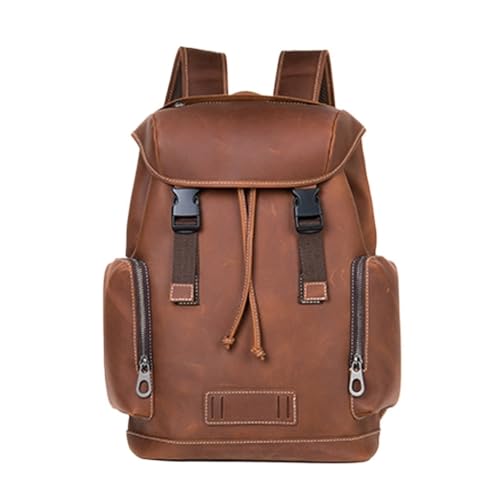 Full Grain Leather Backpack for Men Laptop Bag Business Work Hiking Daypack