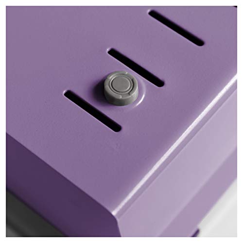 Acrimet 3 x 5 Card File Holder Organizer Box Metal Base Heavy Duty (AZ Index Cards and Divider Included) (Purple Color with Clear Crystal Plastic Lid Cover)
