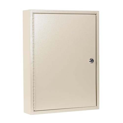 MAXXBUILD Key Storage Cabinet with Lock, 60 Keys Capacity, Wall Mount, Cream Metal (13" W* 3" D*17.5" H)