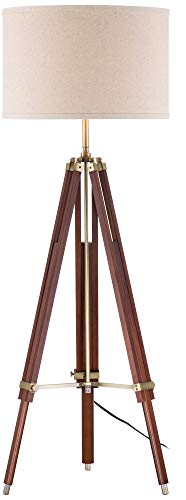 Cherry Wood Adjustable Height Surveyor Tripod 57 1/2" Tall Floor Lamp
