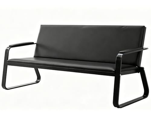wonline 3-Seat Waiting Room Bench with Armrest PU Leather Office Waiting Room Furniture, Office Guest Seating Lobby Conference Reception Chair for Airport Clinic Hospital