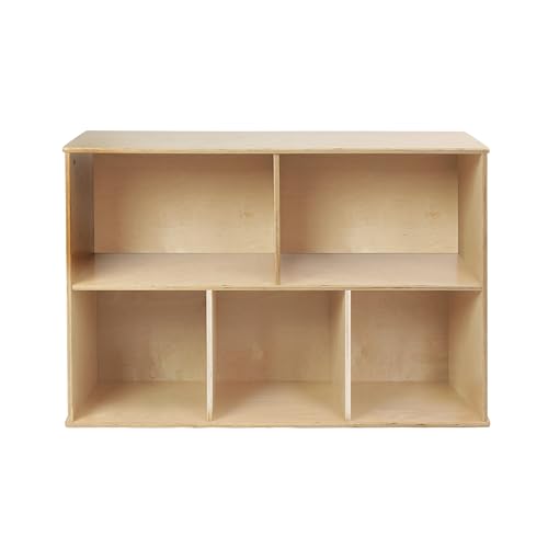 FDP Birch 5-Compartment Storage Cabinet 30 inch Height Organize Books, Toys, Games, Art Supplies, Durable, Sturdy Furniture for Home, Daycare, Preschool, Montessori Classroom - Natural, 15933-NT