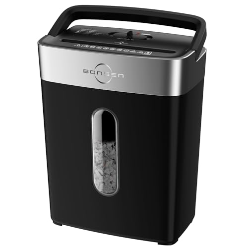 BONSEN Shredder for Home Office, 4 Gallons 8-Sheet Cross Cut Credit Card Shredder, Small Paper Shredder for Home Use, High Security Level P-4, ETL Certification (S3101)