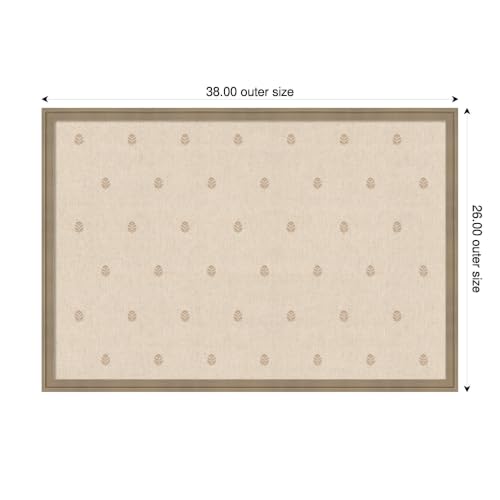 Kate and Laurel Framed Fabric Magnetic Board 38 x 26, Beige Botanical Block Print Printed Linen Casual Transitional Bulletin Board for Use as a Vision Board or Wall Organization, Florence Light Brown