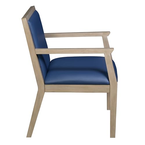 Romig Regent WallGuard Guest & Reception Waiting Room Wood Side Chair - Noble Oak/Navy Blue Vinyl