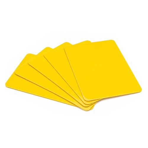 500 Pack - Blank PVC Cards for ID Badge Printers - Graphic Quality Yellow Plastic CR80 30 Mil (CR8030) By Specialist ID - Compatible with Most Photo ID Badge Printers (Yellow)