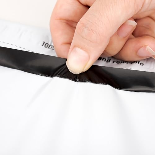 HouseLabels - 2,000 count - 9.5x12 inch (Size #3) Strong, Tearproof White Returnable Poly Mailers with Suffocation Warning and a Second Adhesive Strip which Creates a New Closure for Return Shipping
