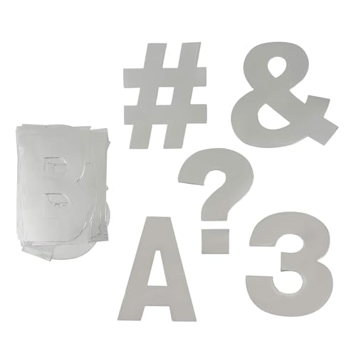 B2C 4" Holographic Project Letters, Numbers & Characters - Foil Paper Cutouts with Adhesive Backing for Classroom Projects, Posters & Displays, 12 Pack