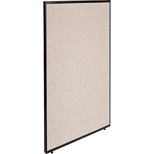 Global Industrial Office Partition Panel, 48.25" W x 72" H, Tan, 1-3/4" Thick, Flame Retardant to California 117 Standard, with Heavy Tackable Liner and Adjustable Leveling Feet