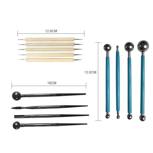 QVEZPRYX Clay Tools 13 Sets of Indentation Pen Stainless Steel Bead Ball Bar Ceramic Carving Combination Set