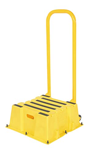 Vestil SPN-1-YL-HR-PO Polyethylene Nestable with Handrails Casters 1 Step 500 Lb. Capacity Yellow