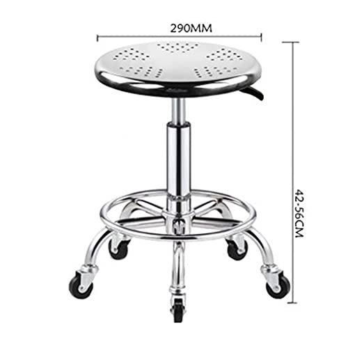 SGeneE Load-Bearing 440 Ib Round Rolling Stool with Soft Seat Cover, Heavy Duty Stainless Steel Work Shop Stool, Adjustable Height Shop Stools Lab Stool with Wheels,Step S grey1（Brown）
