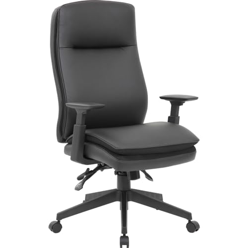 Lorell, LLR03206, Premium Vinyl High-Back Black Executive Chair