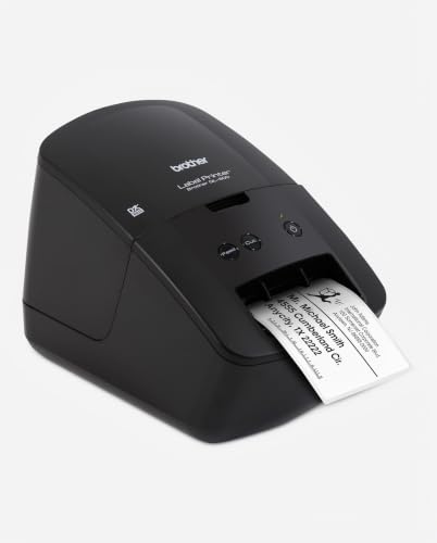 Brother QL-600 Desktop Monochrome Label Printer, up to 2.4" Label Width, No Ink Required, uses Genuine DK Drop-in Rolls for Fast Labeling and Easy Integration with Microsoft Applications