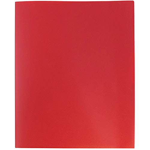JAM PAPER Plastic 2 Pocket POP Folders - Durable School Folders - Red - Bulk 96/Pack