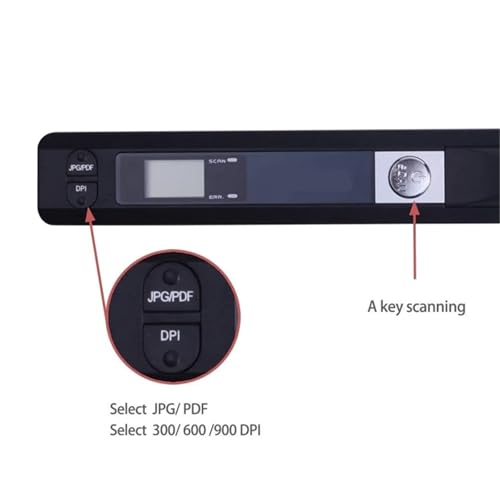 Document Scanner, Portable Scanner 900DPI Handheld A4 Document LCD Display Supports JPG/PDF Formats for Books & Images