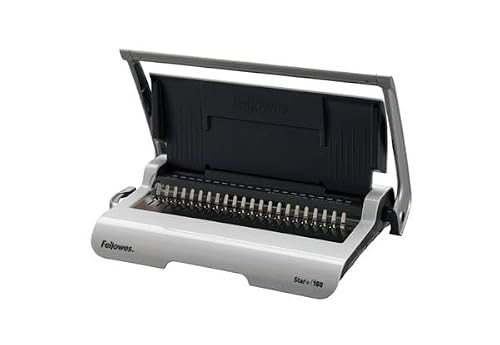 Fellowes Star+ 21-Hole 150 Sheet Manual Paper Punch Comb Binder Machine for Personal Use - White/Grey