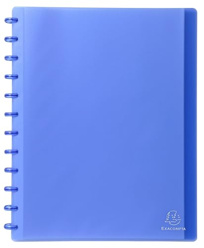 Exacompta - Ref 86352E - Box of 4 removable ring binders with 30 removable grained pockets - 60 views - for A4 - size 24.5 x 31 cm - translucent hard cover - blue colour