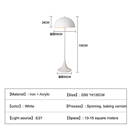 COOBATG Mushroom Modern Semi-Circular Floor Lamp - White Acrylic Round Shade for Living Room & Bedroom
