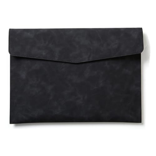 PU Leather Document Pouch, Document Holder File Folder PU Leather A4 Size Press Button Office File Multicolor 33x24cm(Black)