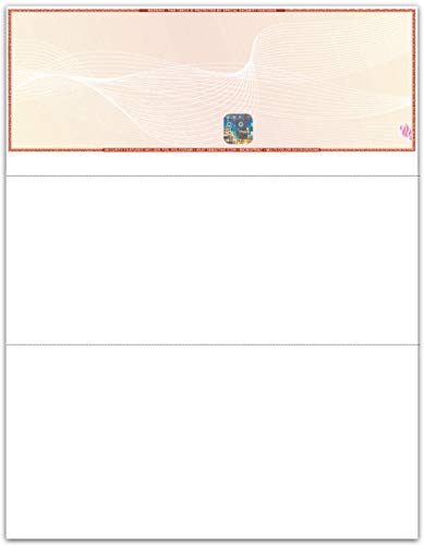 EZ Checks Premium Blank Hologram High Security Laser Check Stock | 500 Sheets (Brown/Yellow, Check at Top)