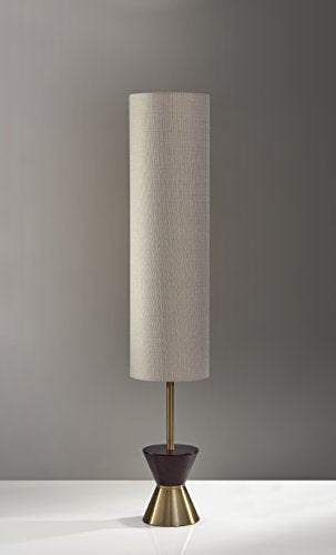 Adesso 3-Light Floor Lantern, Antique Bronze, Walnut & Beige, 59”