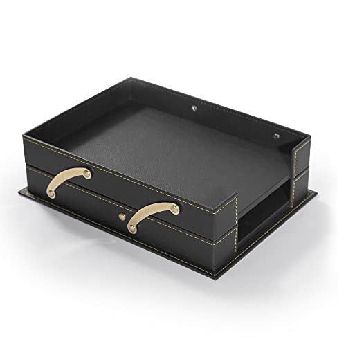 MOOGCO 12-Piece Leather Desk Set — Desk Pad 23.2" x 15.4", Double Document Tray, Pen Holder — Desk Organizer Set for Home Office & Executive Desk Accessories